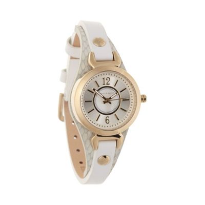 Ladies white 'Ampersand' skinny leather strap watch